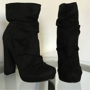 Faux suede chunky heel Ankle Boots